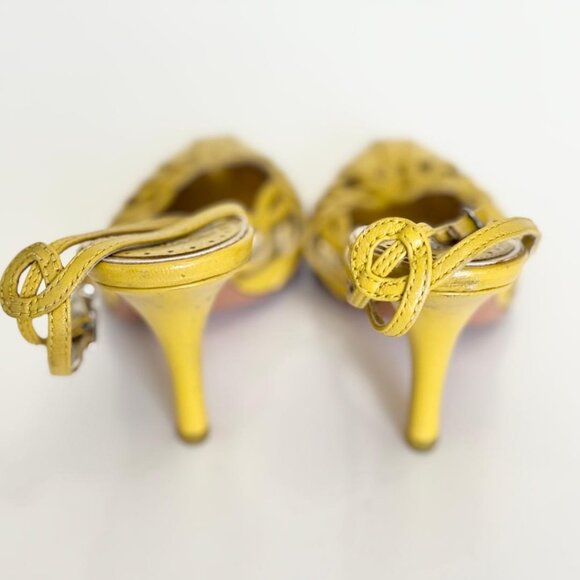 Fornarina Yellow Strappy Closed Toe Pumps Heels (RARE), Size 7 or 37 - Picture 2 of 5